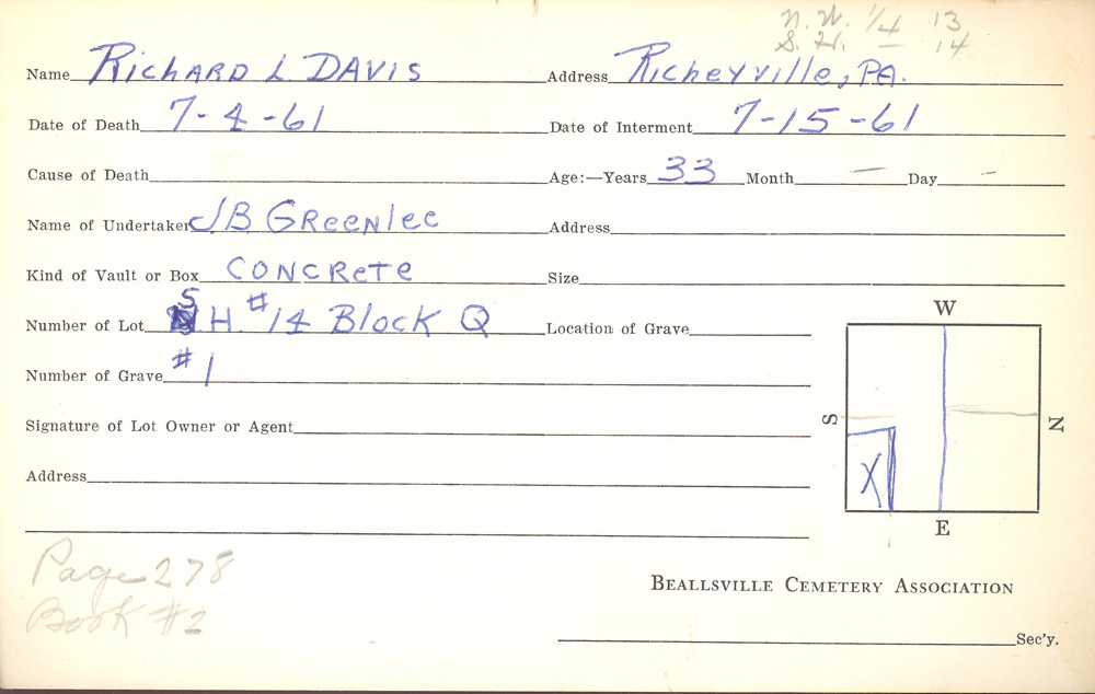 burial card